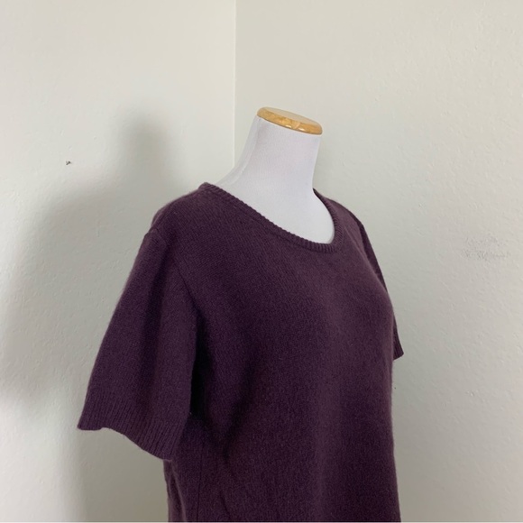 Calypso St Barth 100% Cashmere Knit Sweater Top Women’s M Plum Short Sleeve Soft - Picture 9 of 13